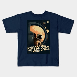 Space Adventure Vintage Travel Poster Kids T-Shirt